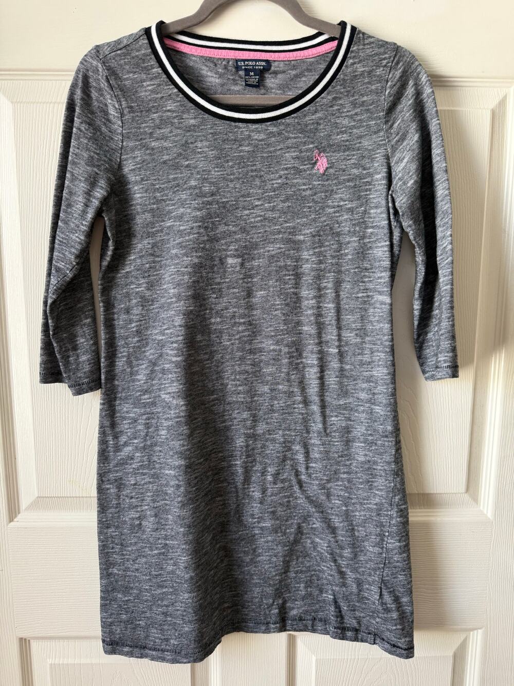 U.S. Polo Assn. Y2K Gray Pink‎ Pony Mini Dress Womens Size Medium Preppy